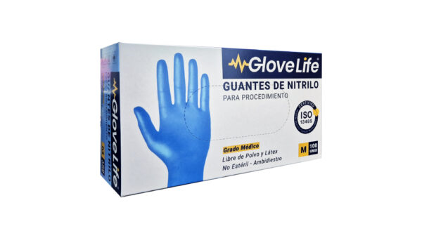 Guantes de Nitrilo Celeste GloveLife Talla M